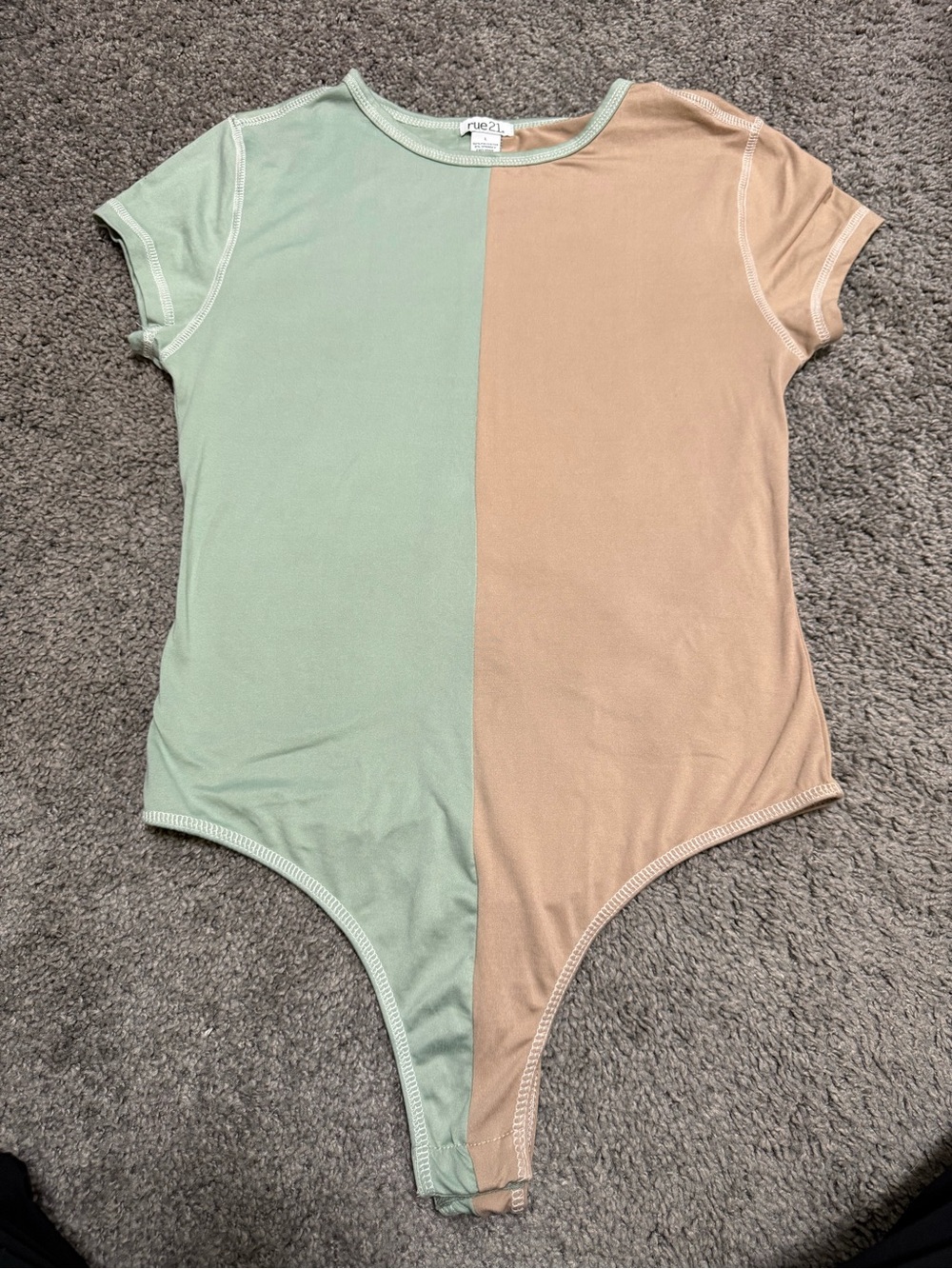 Rue21 Women’s Two-Tone Mint and Tan Body Suit